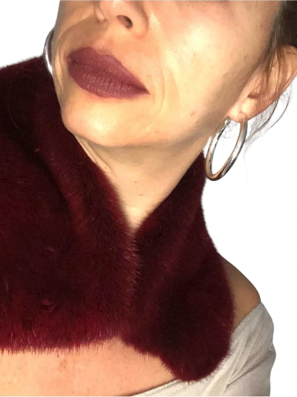 Stizzoli Rabbit Fur Neck Scarf Warmer Red Vintage Rare Made in Italy Luxury